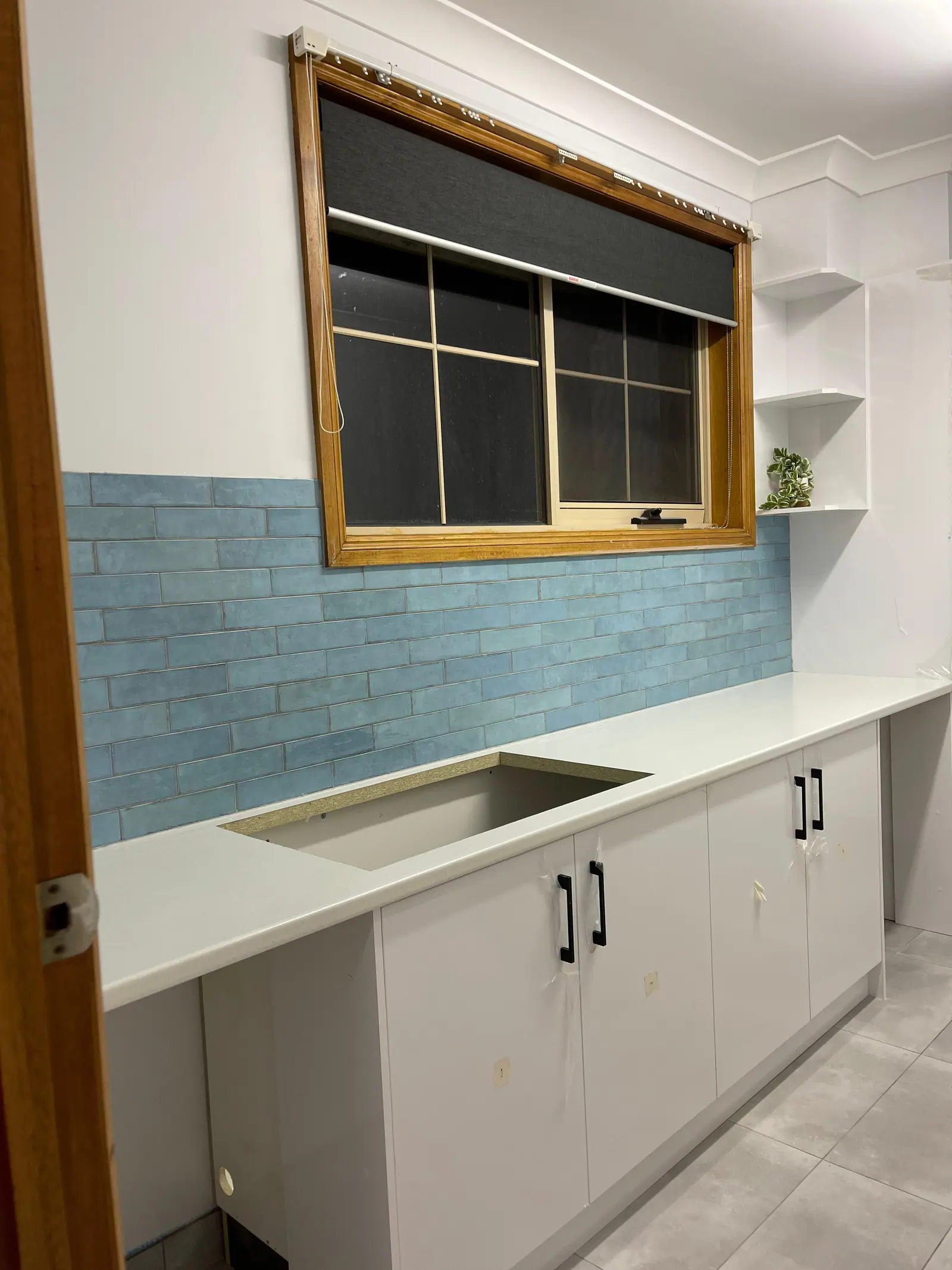Completed tiled kitchen splashback